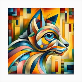 Abstract Cat Painting Canvas Print