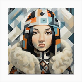 Cubism Inuit Woman 02 Canvas Print