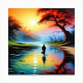 Sunset In The River 1 Canvas Print