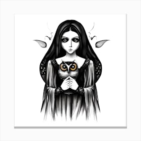 Girl With Owl Canvas Print