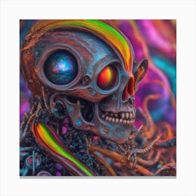 Psychedelic Biomechanical Freaky Wierdo From Another Dimension With A Colorful Background 3 Canvas Print