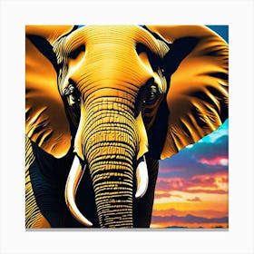 Elephant At Sunset Canvas Print