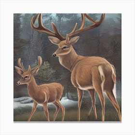 Beautiful Deer Painting Canvas Print