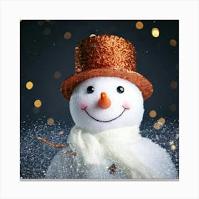 Firefly Cheerful Snowman Peeking With Festive Sparkles 18042 (2) Canvas Print