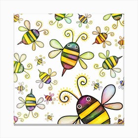 Bee Doodle Cartoon Canvas Print
