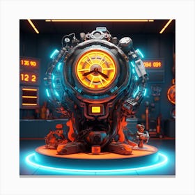 Robot Clock Canvas Print