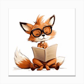 Fox Reading A Book Canvas Print