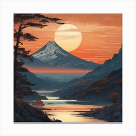 Sunset Over Mt Fuji Canvas Print