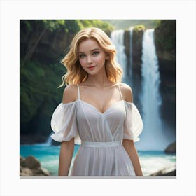 Beautiful Woman In White Dress Canvas Print