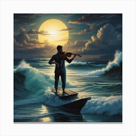 Violinist In The Ocean Canvas Print