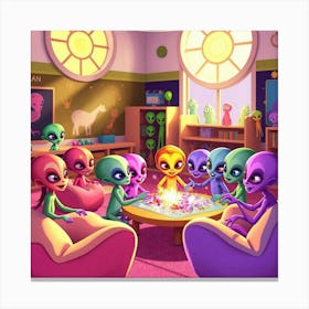 Aliens Kids In A Kindergarden Canvas Print