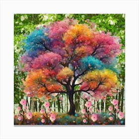 Colorful Tree In The Forest. Canvas Print