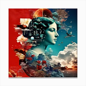 Woman'S Head, Modern And Classical Art Elements art print Canvas Print