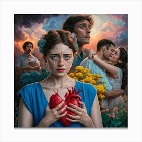 Girl With The Red Heart Canvas Print