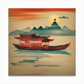Chinese House On The Water Canvas Print