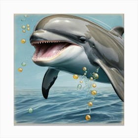 Dolphin With Bubbles 2 Canvas Print