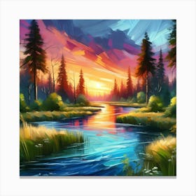 Sunset In The Forest 22 Canvas Print