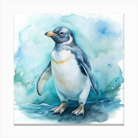 Penguin Watercolor Painting Canvas Print