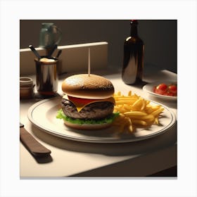 Burger And Fries 17 Canvas Print