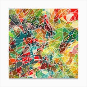 Abstract Painting with White Line Art Canvas Print