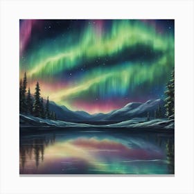 A Breathtaking View Of The Northern Lights Dancing Across A Starry Night Sky 2 Canvas Print