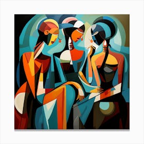 Three Women Talking Canvas Print