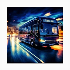 Bus Gasoline Urban Move Background Black Modern Europa Car Twilight Light Lamp Life Obs Canvas Print