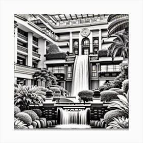 Fountain At The Hotel Canvas Print