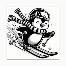 Penguin Skiing 4 Canvas Print