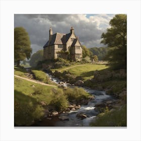 House By The Stream 1 Canvas Print