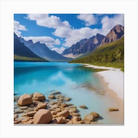 Rocky Shores In The Mountains Canvas Print