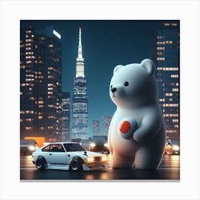 Teddy Bear In Tokyo Canvas Print