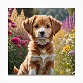 Puppy In The Meadow 3 Canvas Print