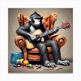 Monkey Playing Guitar 5 Canvas Print
