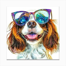 Dog With Glasses 24 Canvas Print