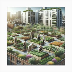 Urban Rooftop Garden Canvas Print