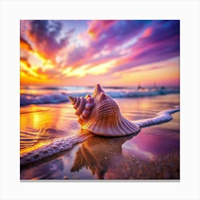 Seashell At Sunset Canvas Print