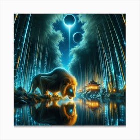 Lion In The Forest 2 Canvas Print