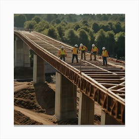 Construction Workers On A Bridge 2 Canvas Print