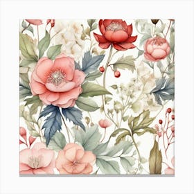 Watercolor Floral Pattern Canvas Print