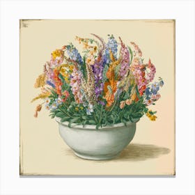 Vintage Wildflowers In A Bowl 5 Canvas Print