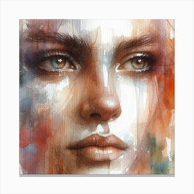 Watercolor Of A Woman'S Face 29 Canvas Print