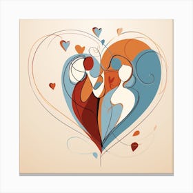 Abstract Doodle Of Couple In Heart Canvas Print