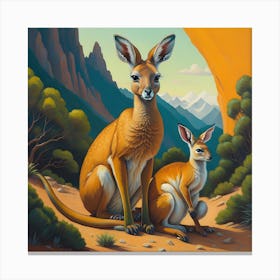 Kangaroo And Joey Canvas Print