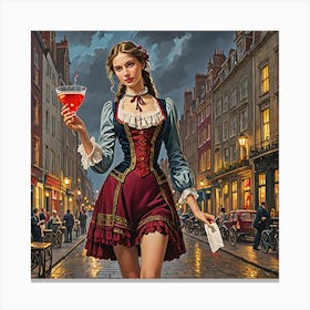 Lady With A Glass Canvas Print