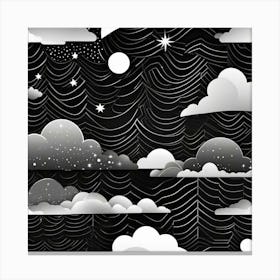 Black And White Clouds Canvas Print