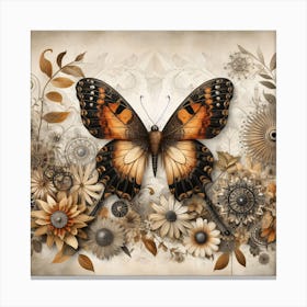 Antique Butterfly in Warm Browns Canvas Print