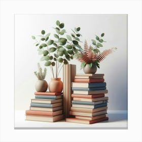 Books And Plants 1 Canvas Print