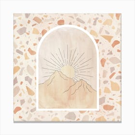 Sunrise Over Mountains and terrazzo pattern Canvas Print