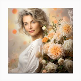 Beautiful Woman With Flowers Canvas Print